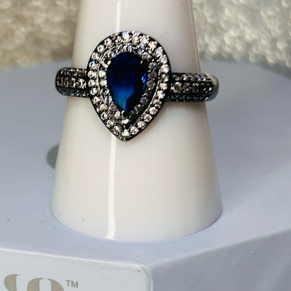 Bomb Party Lab Created Sapphire Blue Tourmaline Ring Size 9 NWOT RBP6856